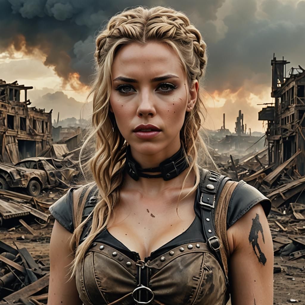 Post-Apocalyptic Raider Leader Portrait in Acrylic Style