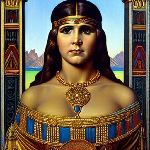 Cleopatra Portrait in Art Deco Tiffany Style