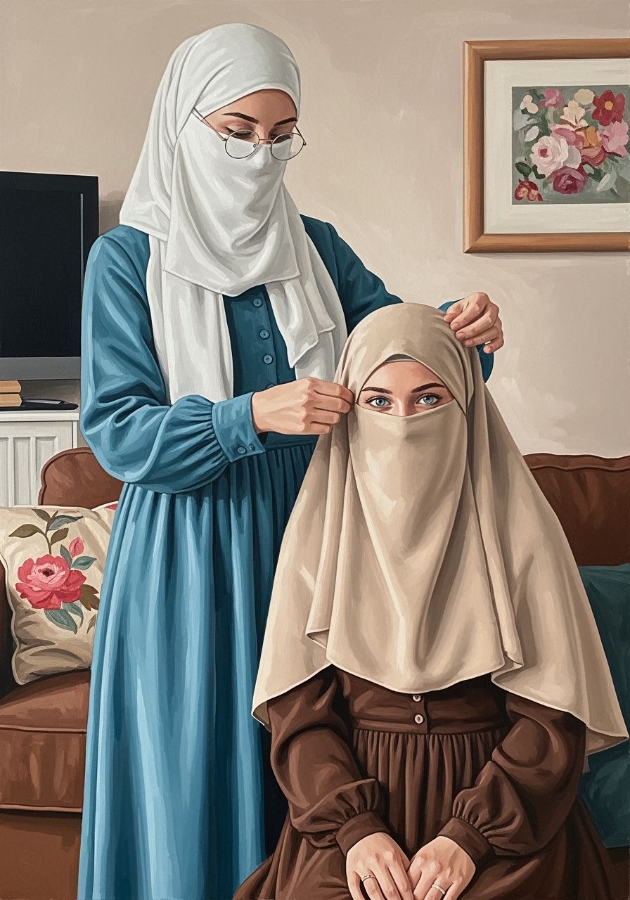 Swedish Women in Niqabs in Cozy Living Room