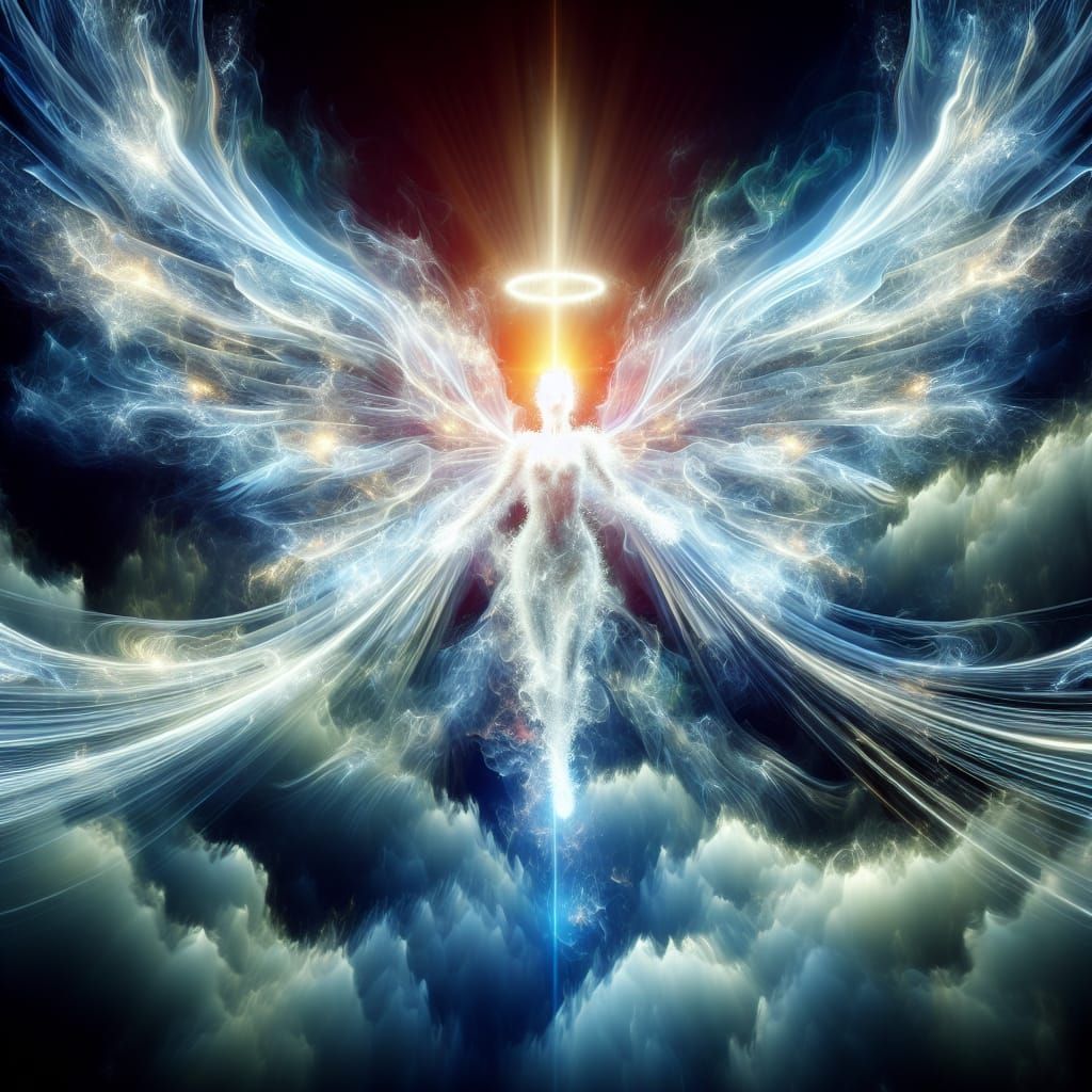 Ethereal Angel Machine-Creature in Flight