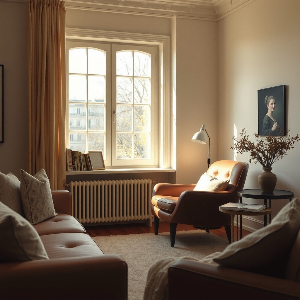 Serene Living Room in Soft, Warm Light