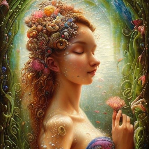 Underwater Portrait of Woman in Hyperrealistic Style