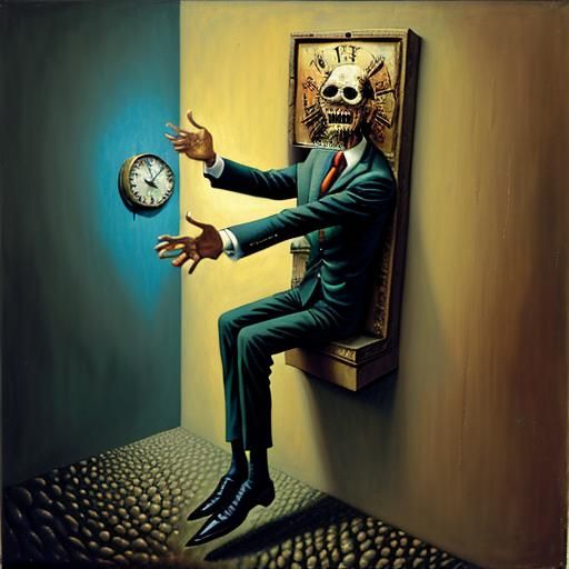 Surreal Man Trapped in Wall, Dali Style