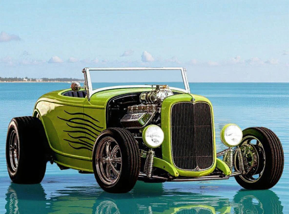 Lime Green 1932 Ford Roadster Hot Rod