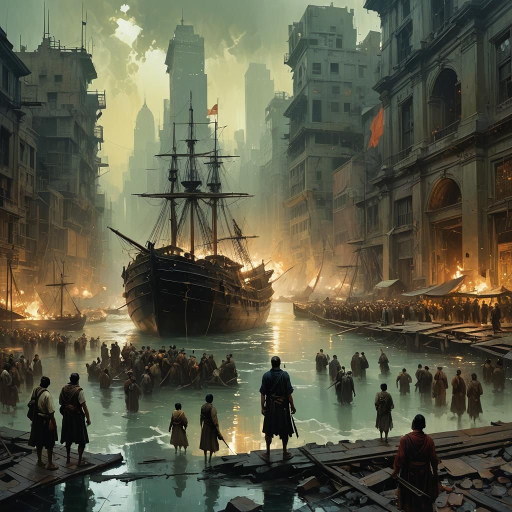 Columbus's Discovery in Bengal Art Style