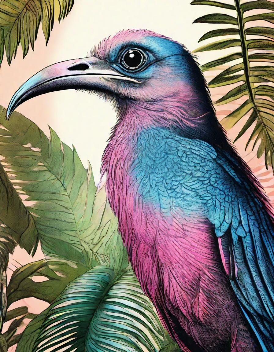 Exotic Bird Portrait in Vintage Classical Style