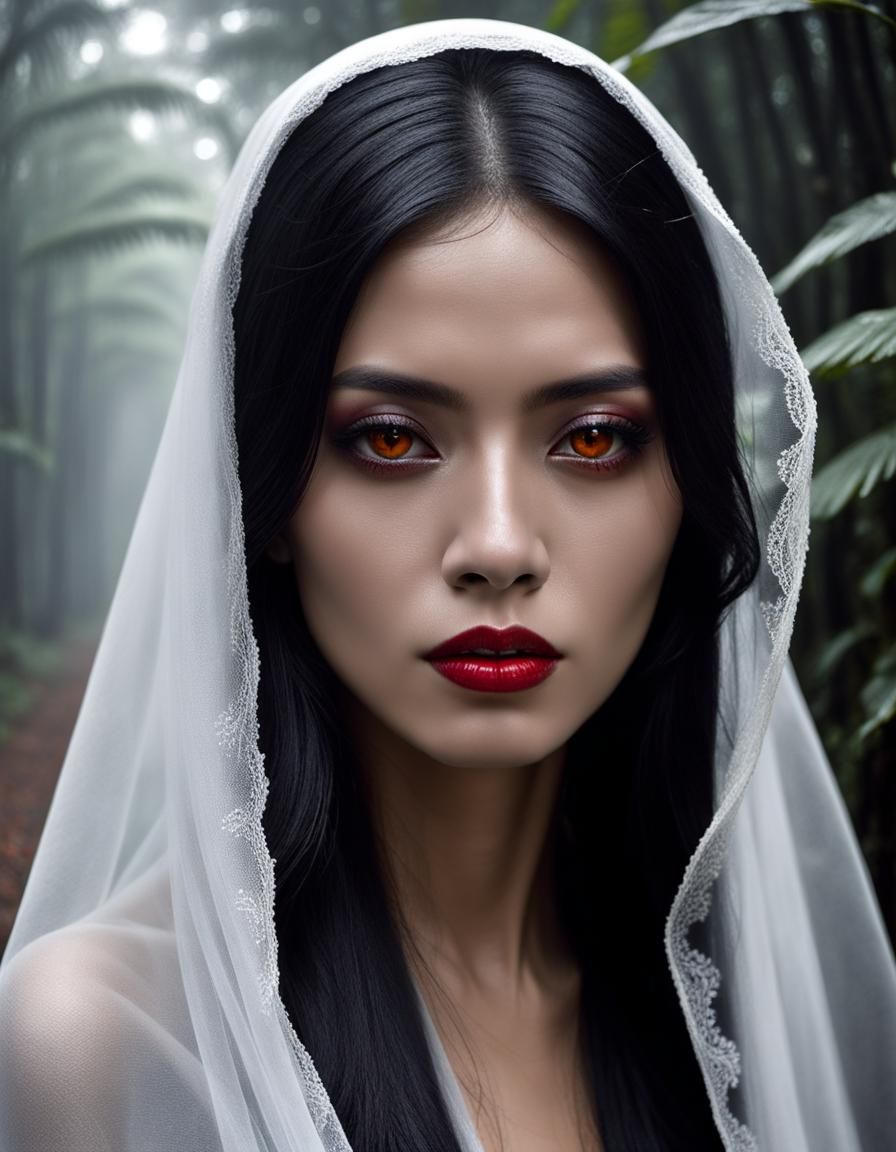 Eerie Indonesian Woman in White Shroud