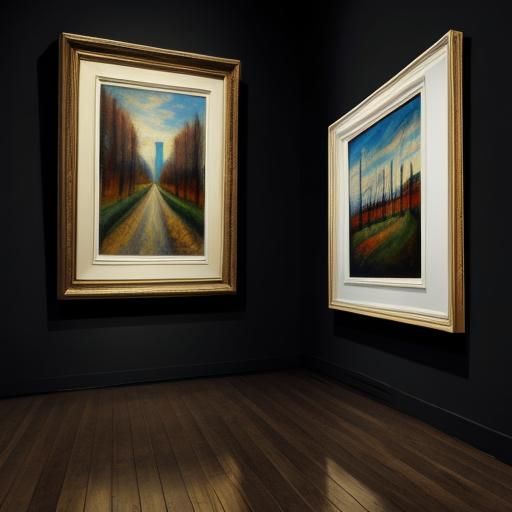 Art Gallery Displaying Expressionist Oil Paintings