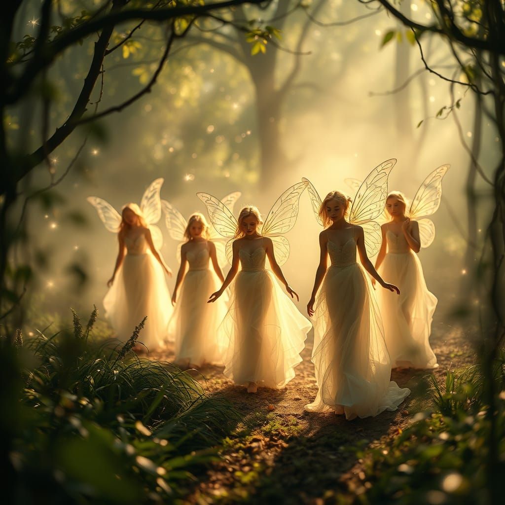 Fairies in a Dreamy Grove Bathed in Starlight