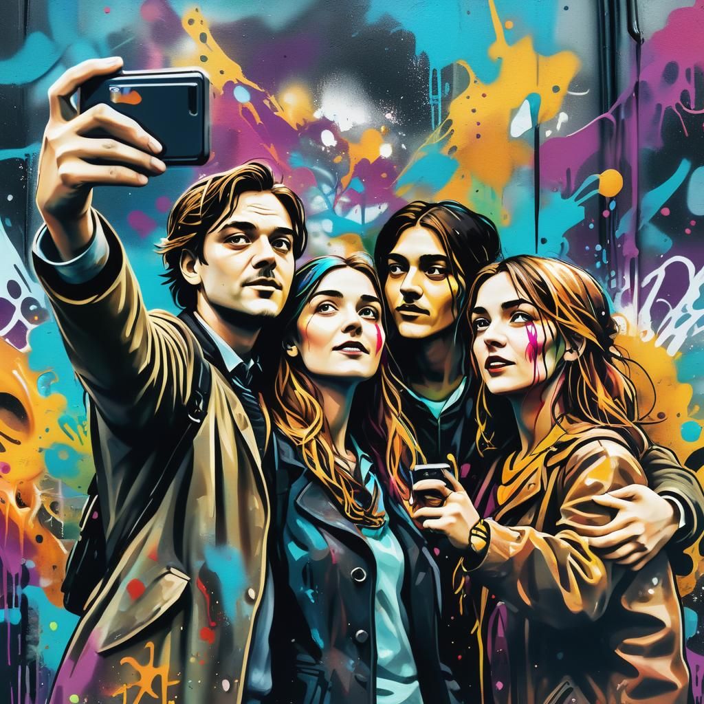 Titanic Selfie in Graffiti Art Style
