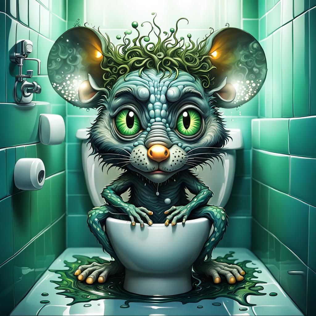 Angry Chibi Mouse Psychedelic Art