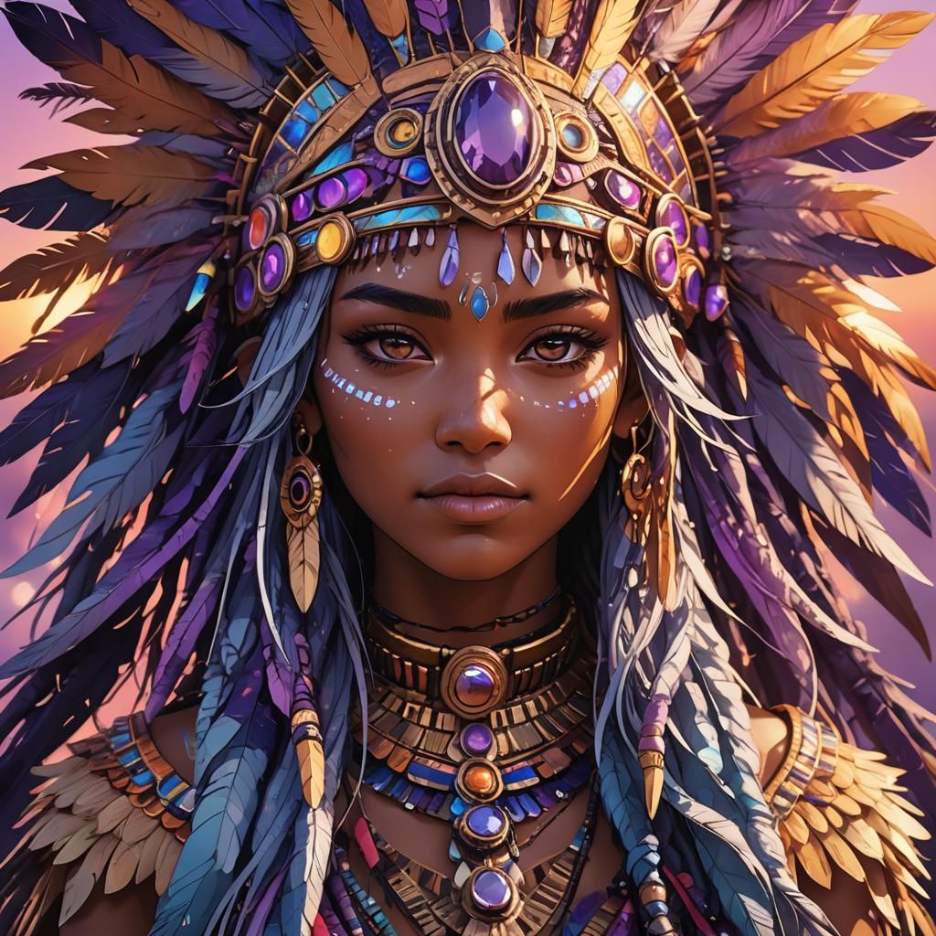 Anime Shaman Girl with Tribal Markings