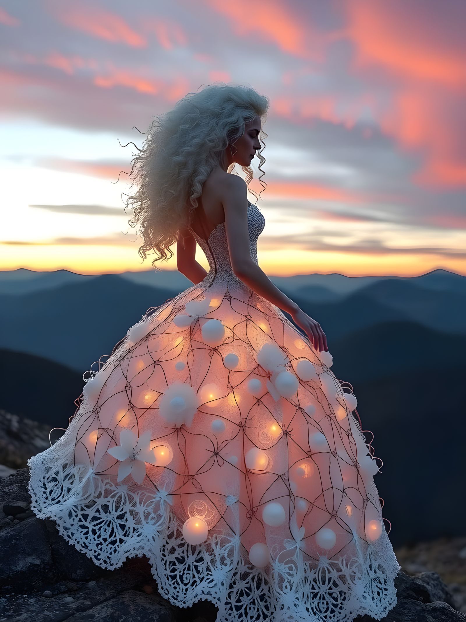 Resin Wire Art Ball Gown at Sunset