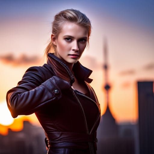 Leather-clad Warrior in Natural Lighting