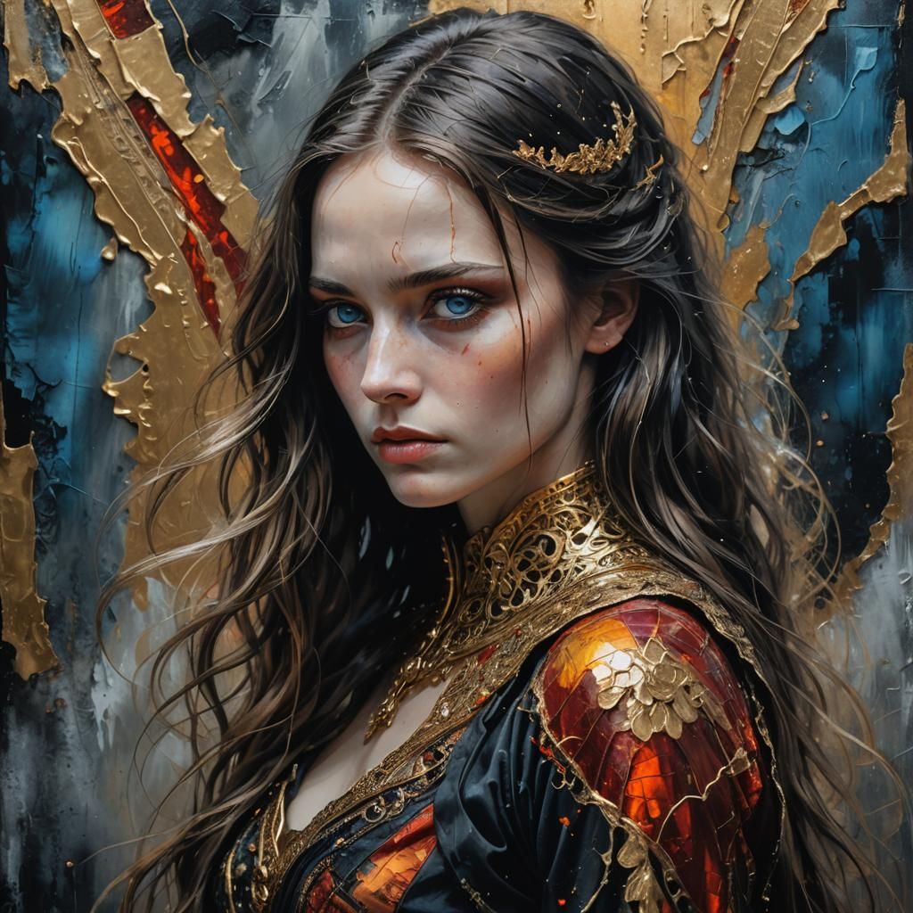 Figure in Gold and Silver: Digital Fantasy Painting