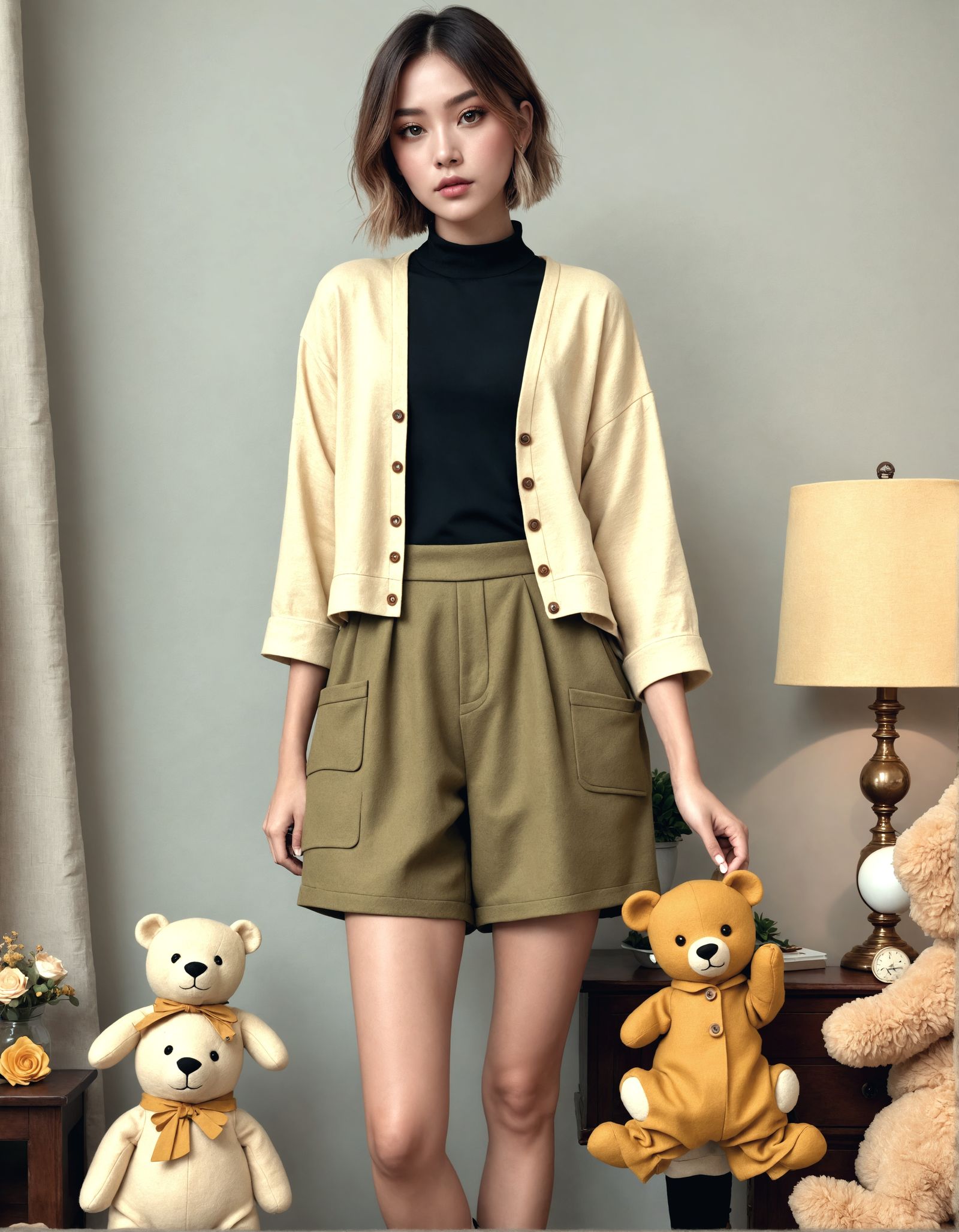 Whimsical Teddy Bear Tea Party Fashion in Soft Pastels