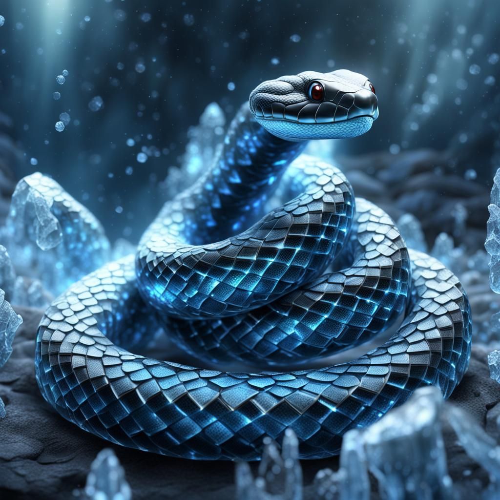 Icy Serpent in Detailed Digital Painting