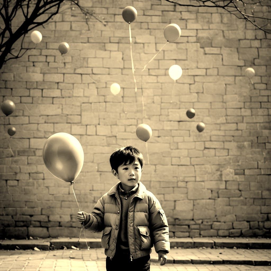 Korean Boy with Balloon: Professional Photography