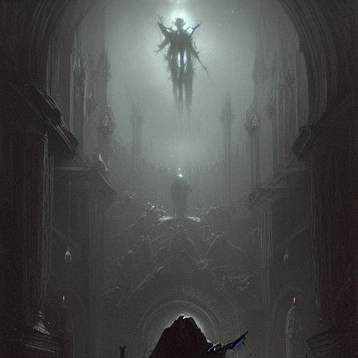 Terrifying Death Knight in Gothic Horror Style