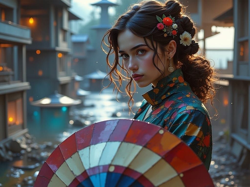 Vibrant Night Sky with Intricate Patterns in Impressionist S...