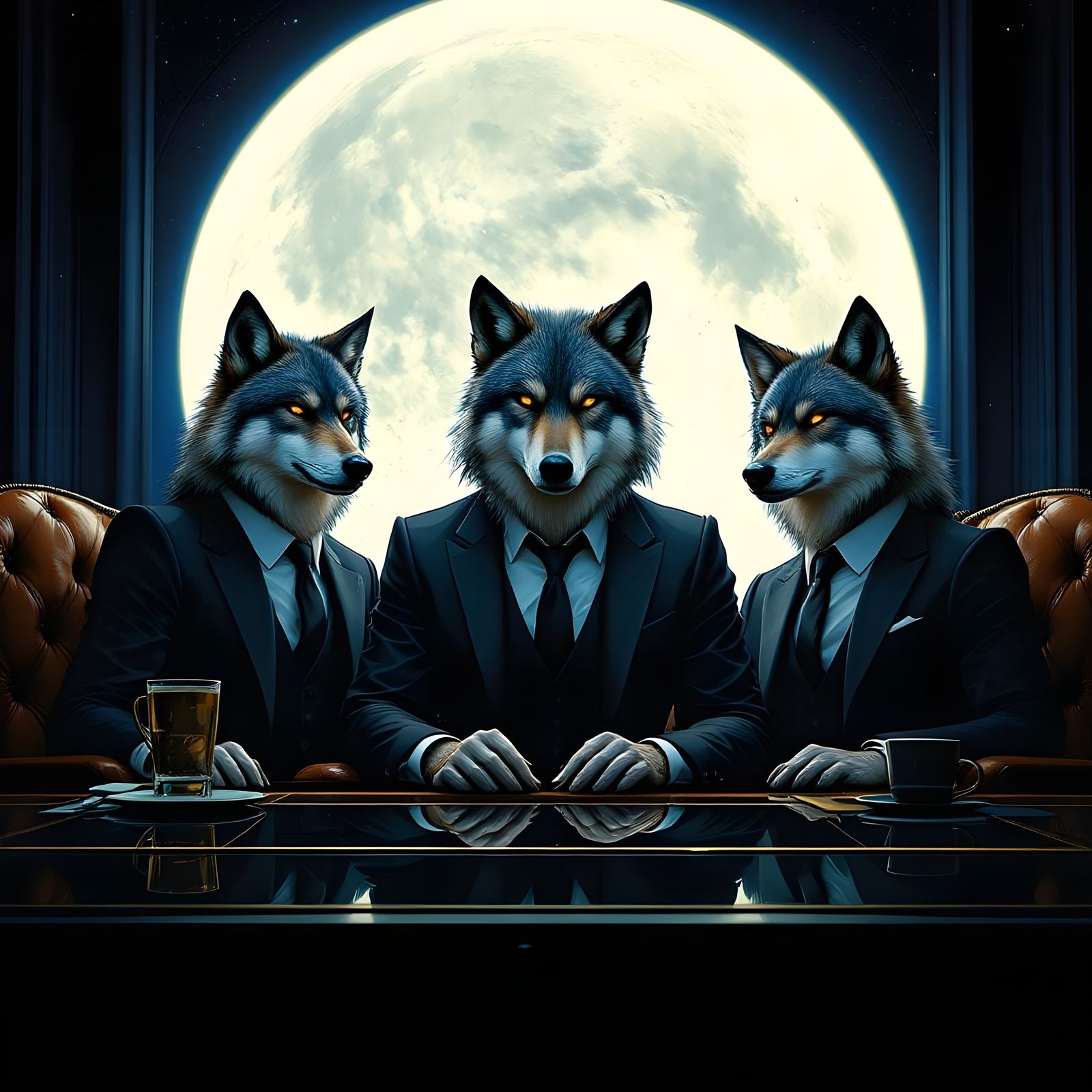 Wolves in Suits Meeting Under Full Moon