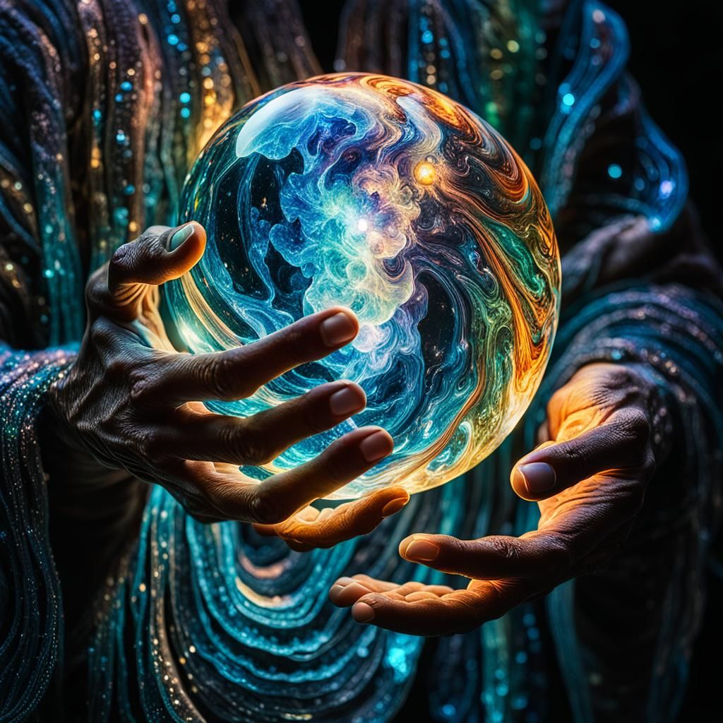 Abstract Expressionism: Ancient Being with Crystalline Spher...