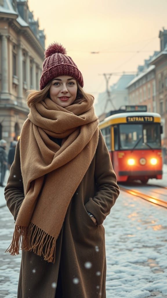 Czech Winter Morning in Impressionist Style