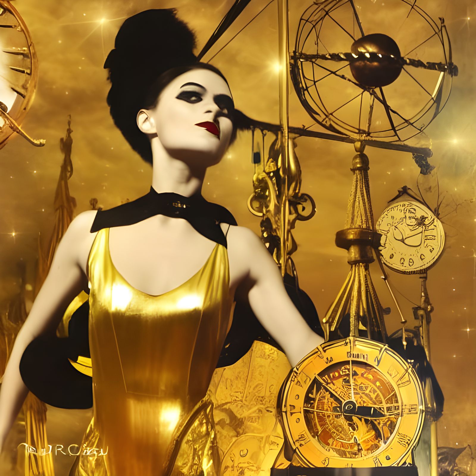Afrofuturist Circus Trapeze Artist in Gold and Black