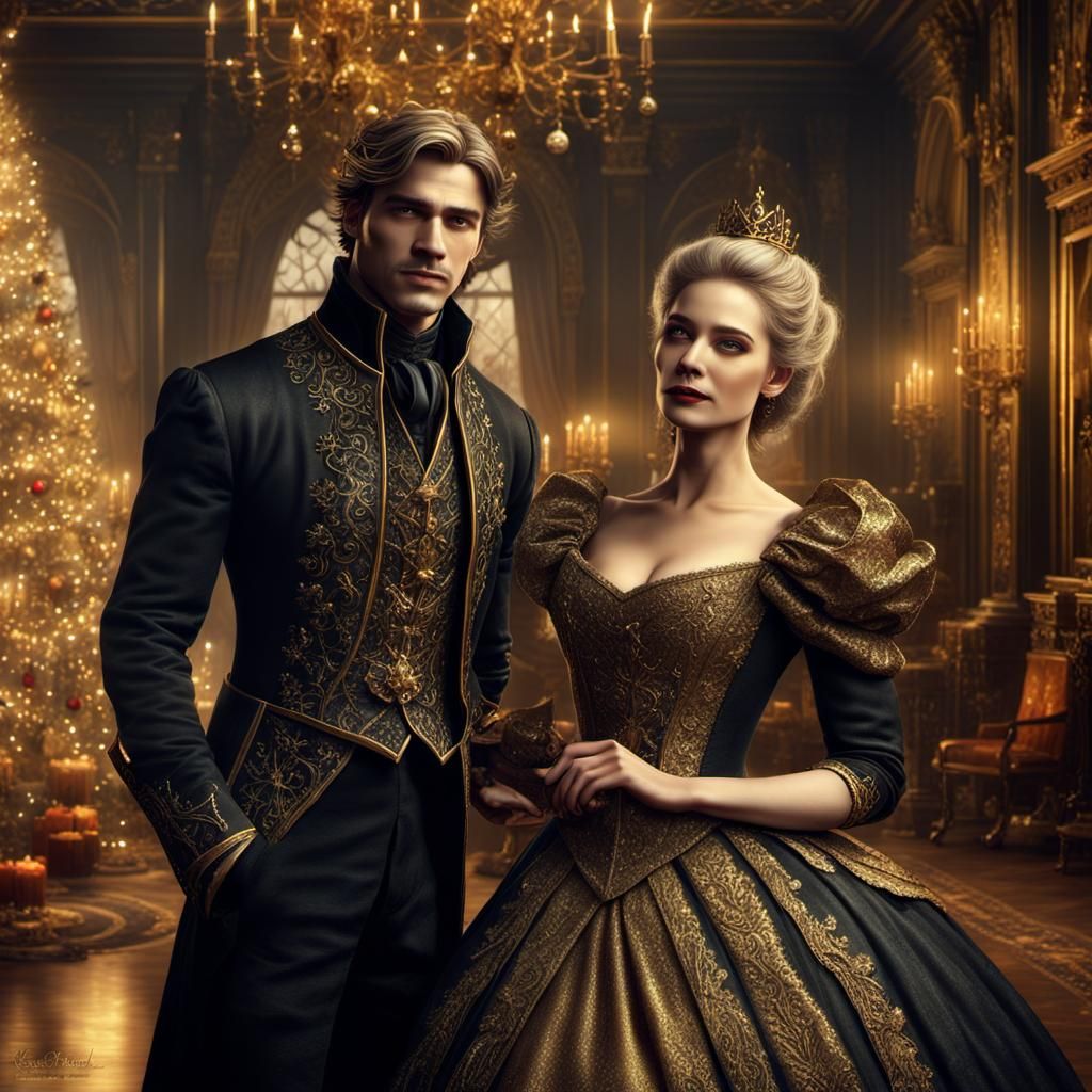 Cinderella and Eric in Dark Fantasy Style