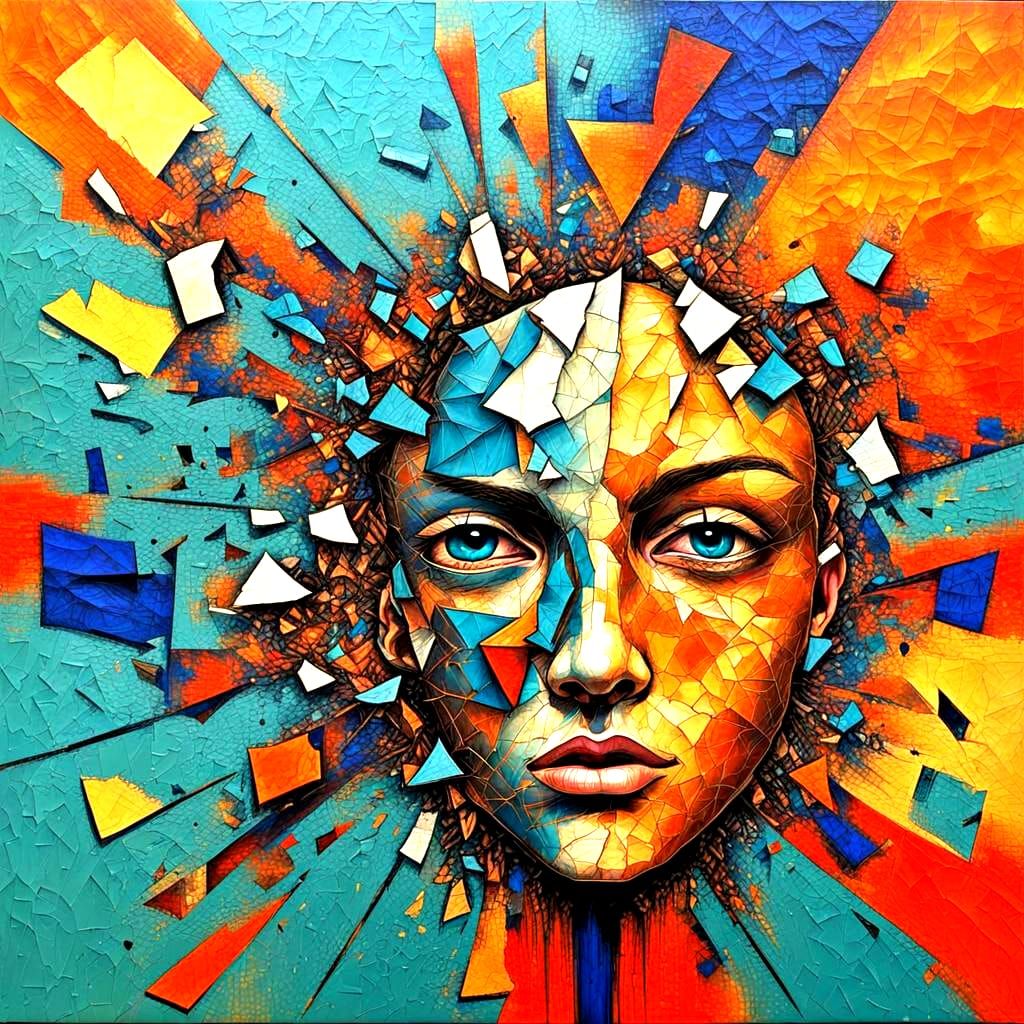 Abstract Shattered Mind with Complementary Colors
