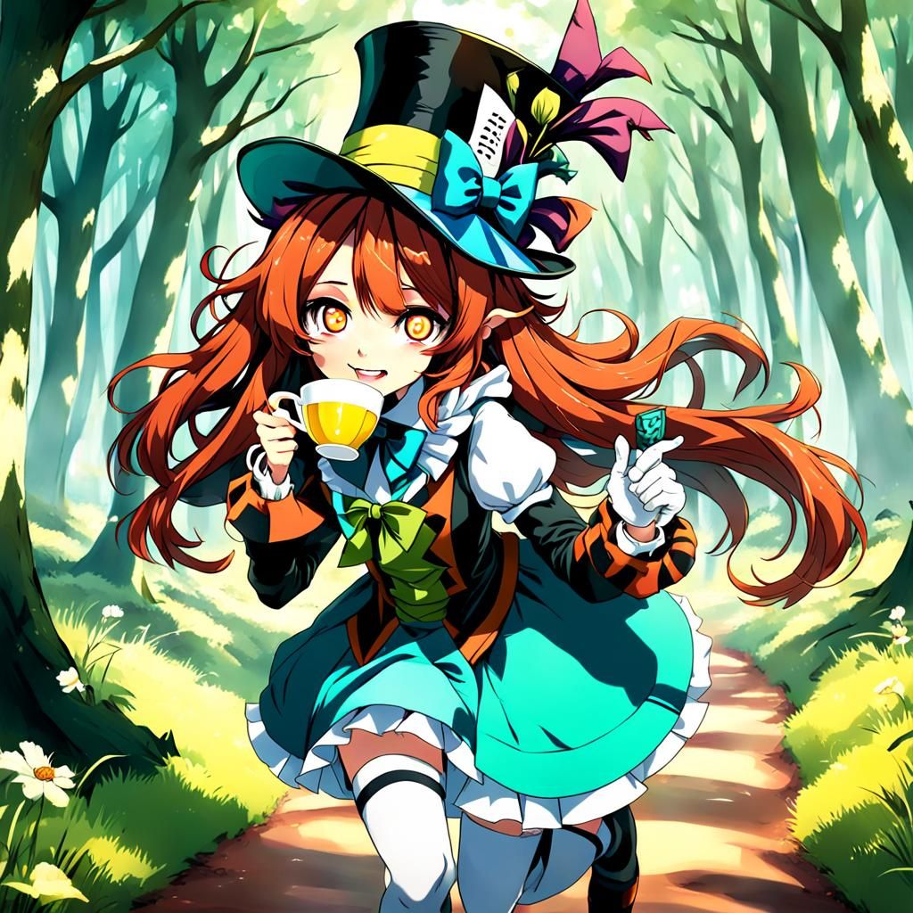 Mad Hatter Tea Party in Anime Style