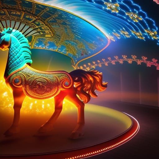 Intricate Carousel Horse in Baroque Style