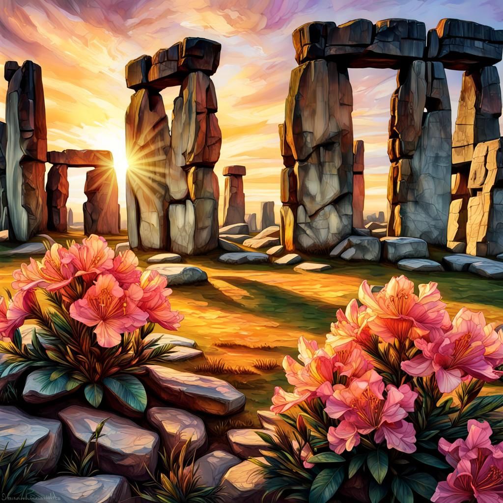 Azaleas in Golden Hour Sunlight: Alcohol Ink Art