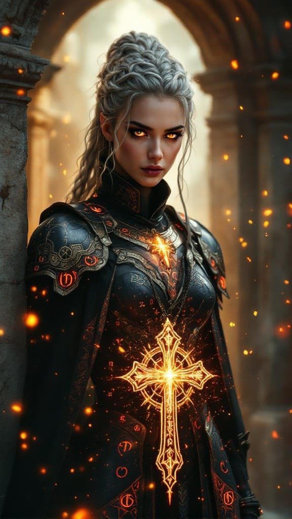 Celestial Goddess in Dark Fantasy Armor