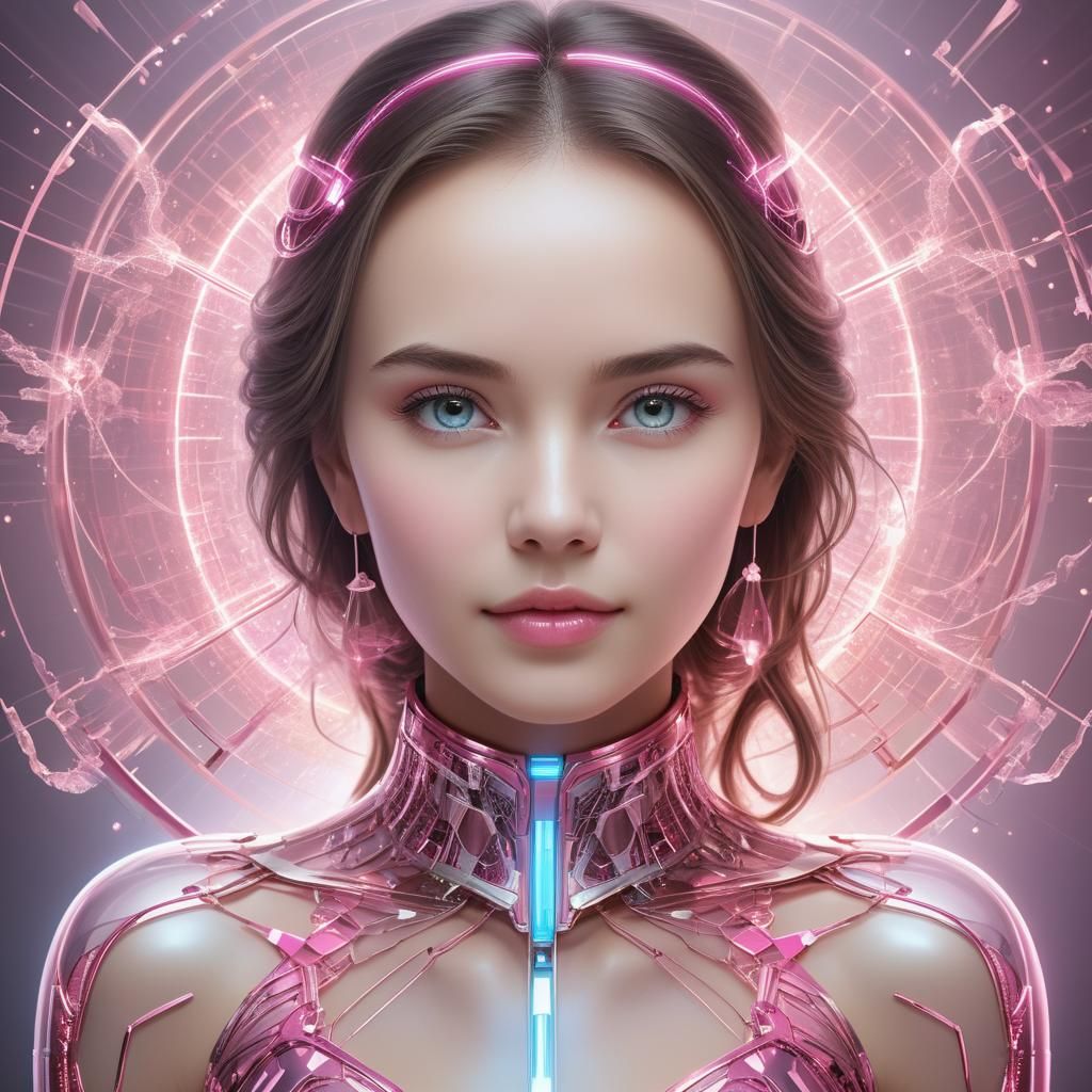 Beautiful Woman Portrait with Pink Energy