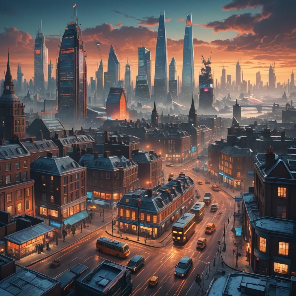 Magical London Cityscape in Fantasy Concept Art Style