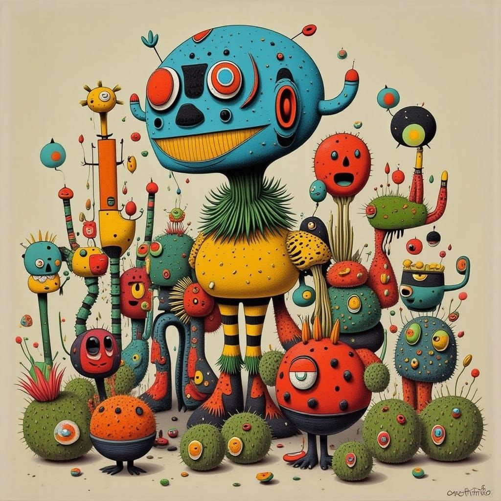 Surreal Cactus People Blending Nature and Androids