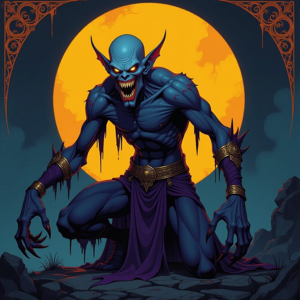 Gaunt Monster in Dark Fantasy Art Nouveau Style