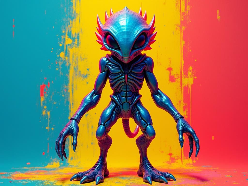 Neon Alien in Pop Art Style