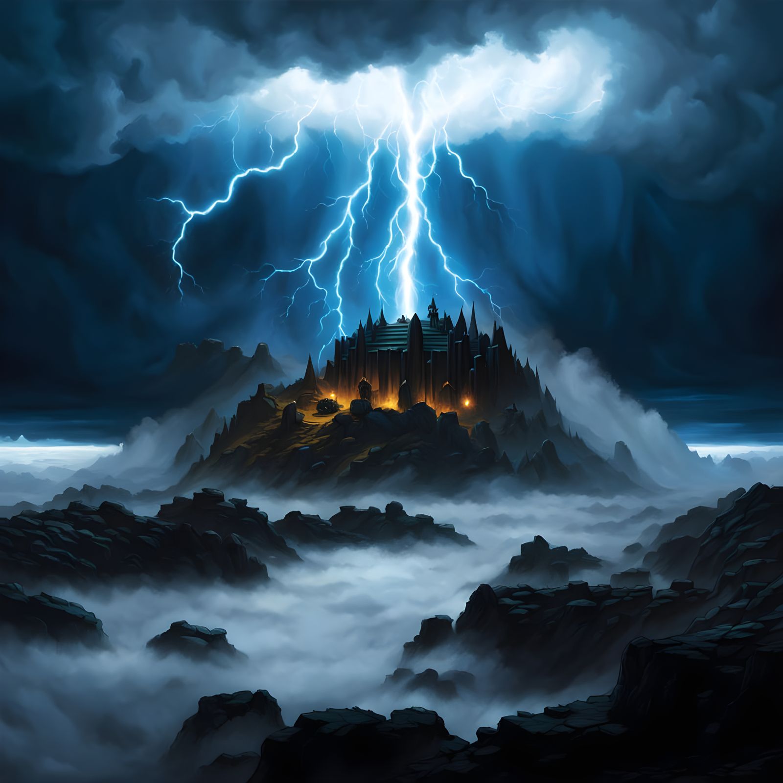 Storm Giant in Lightning Storm: Cosmic Fantasy Art
