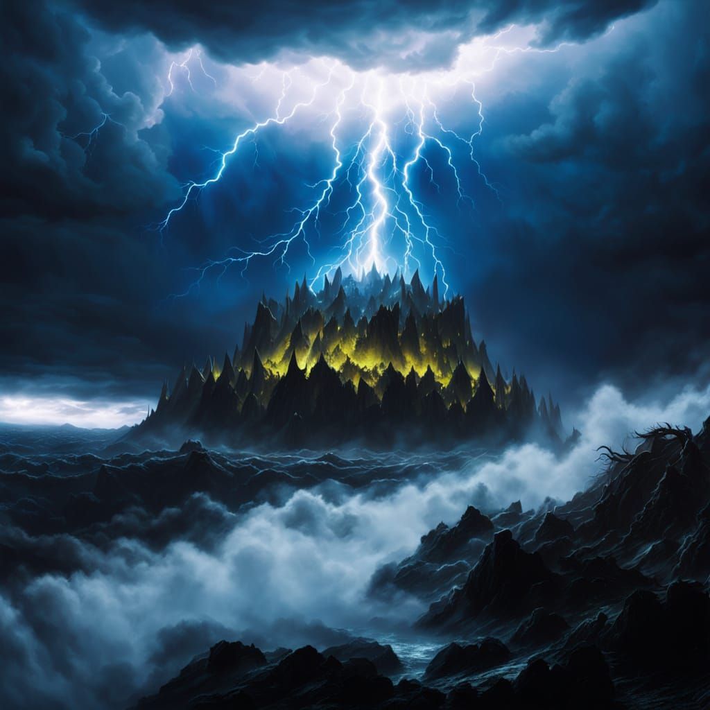 Fantasy Storm Giant in Lightning Storm