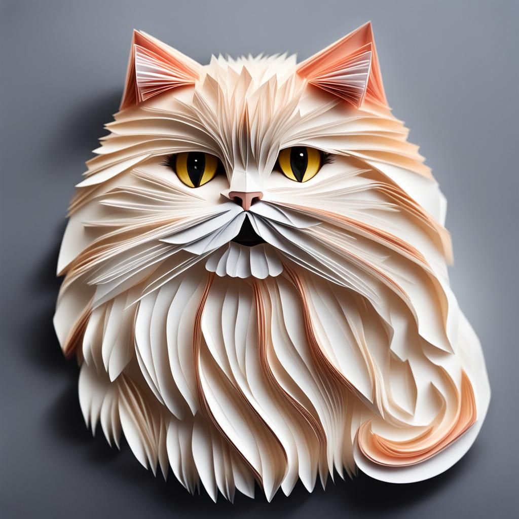 Quilled Persian Cat Papercraft