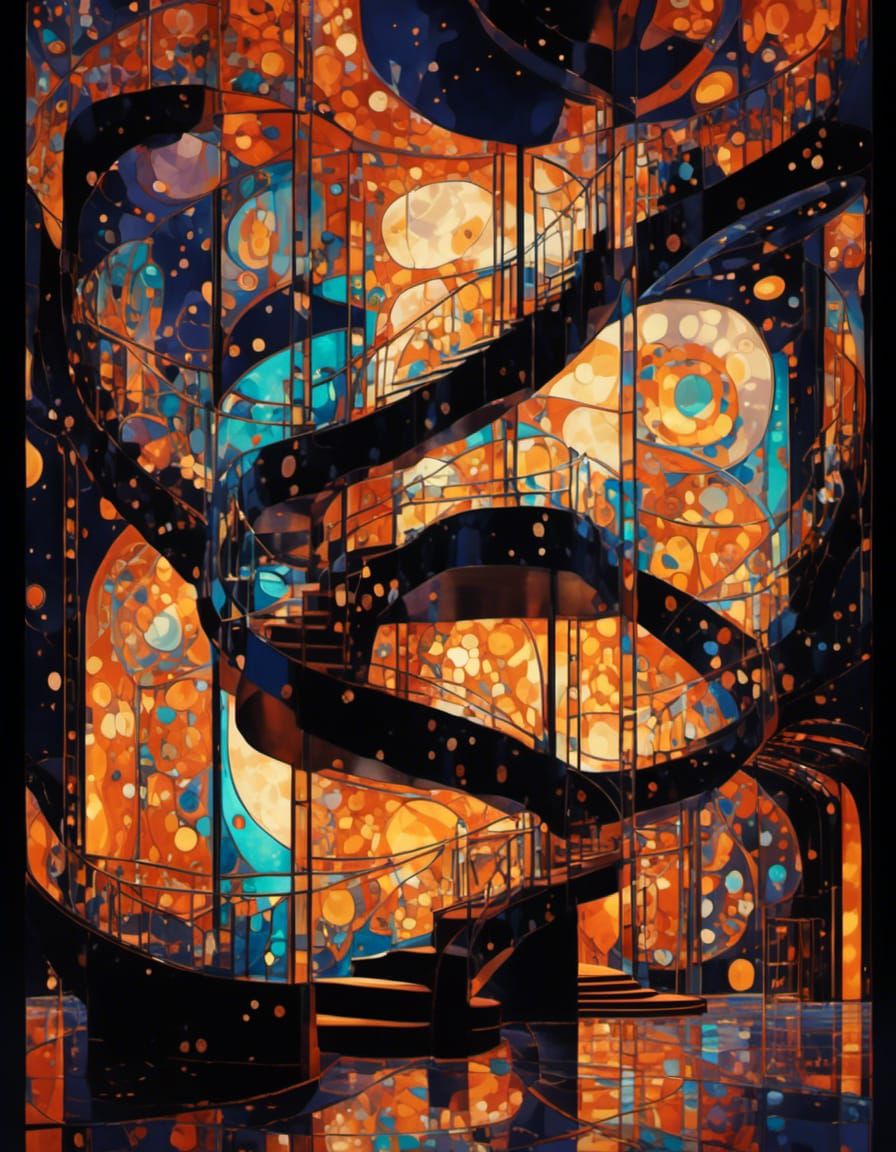 Surreal Staircase in M.C. Escher Style