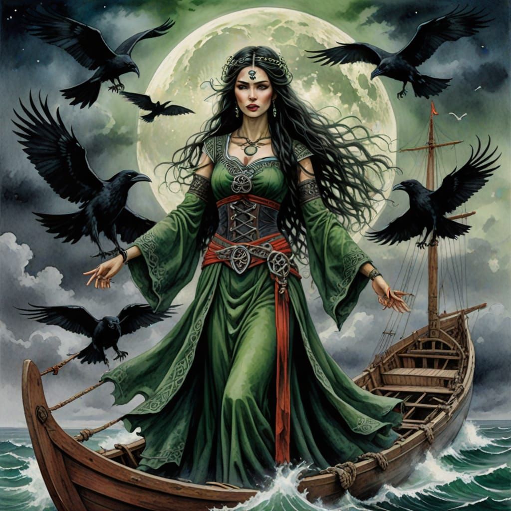 Mystical Celtic Queen Under Moonlit Skies