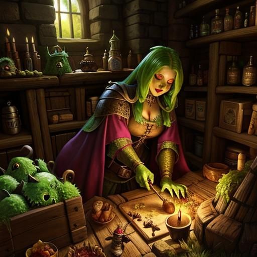 Medieval Herbalist Lair: Alchemical Scene