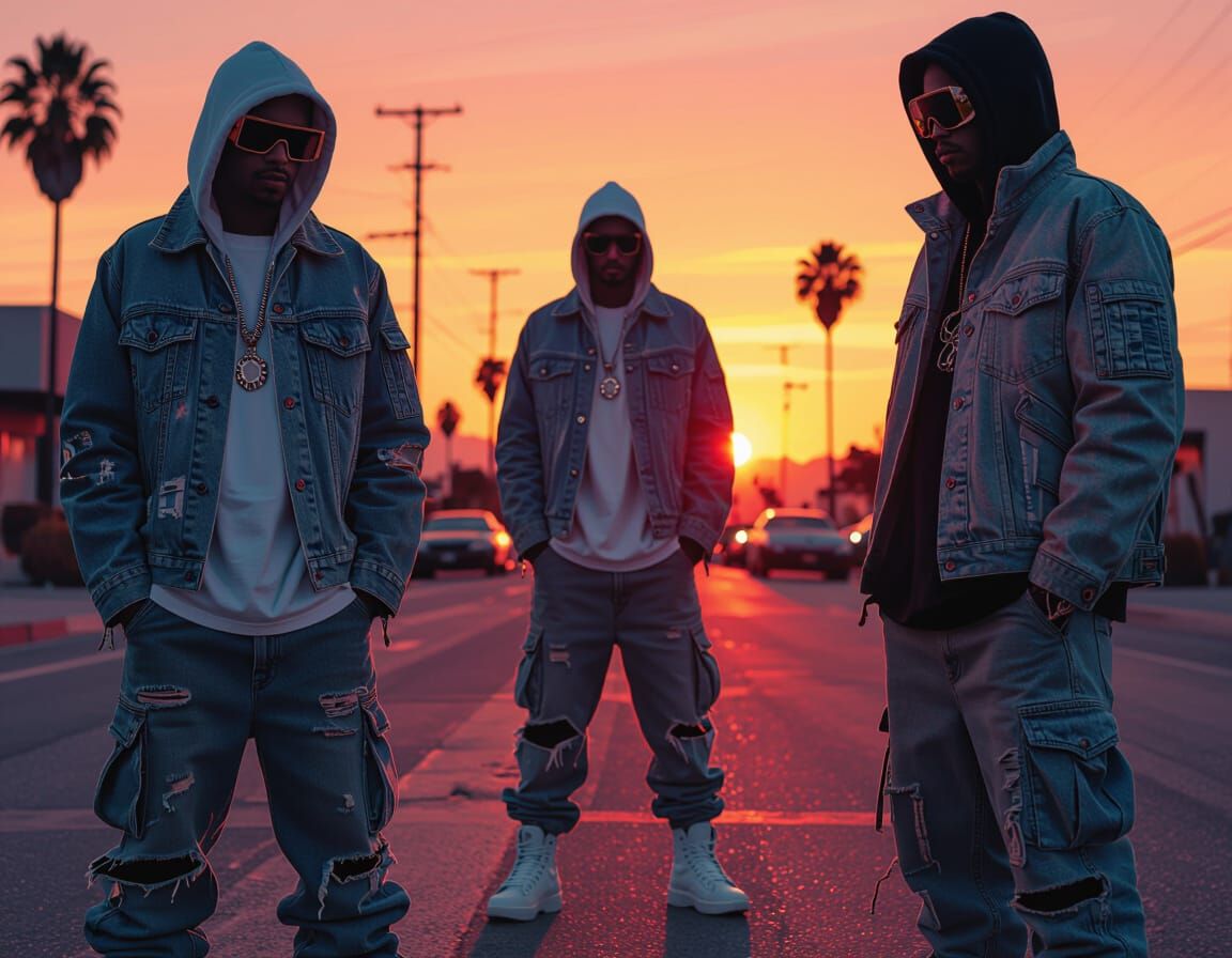 Barber in Futuristic 2003 Style at California Sunset