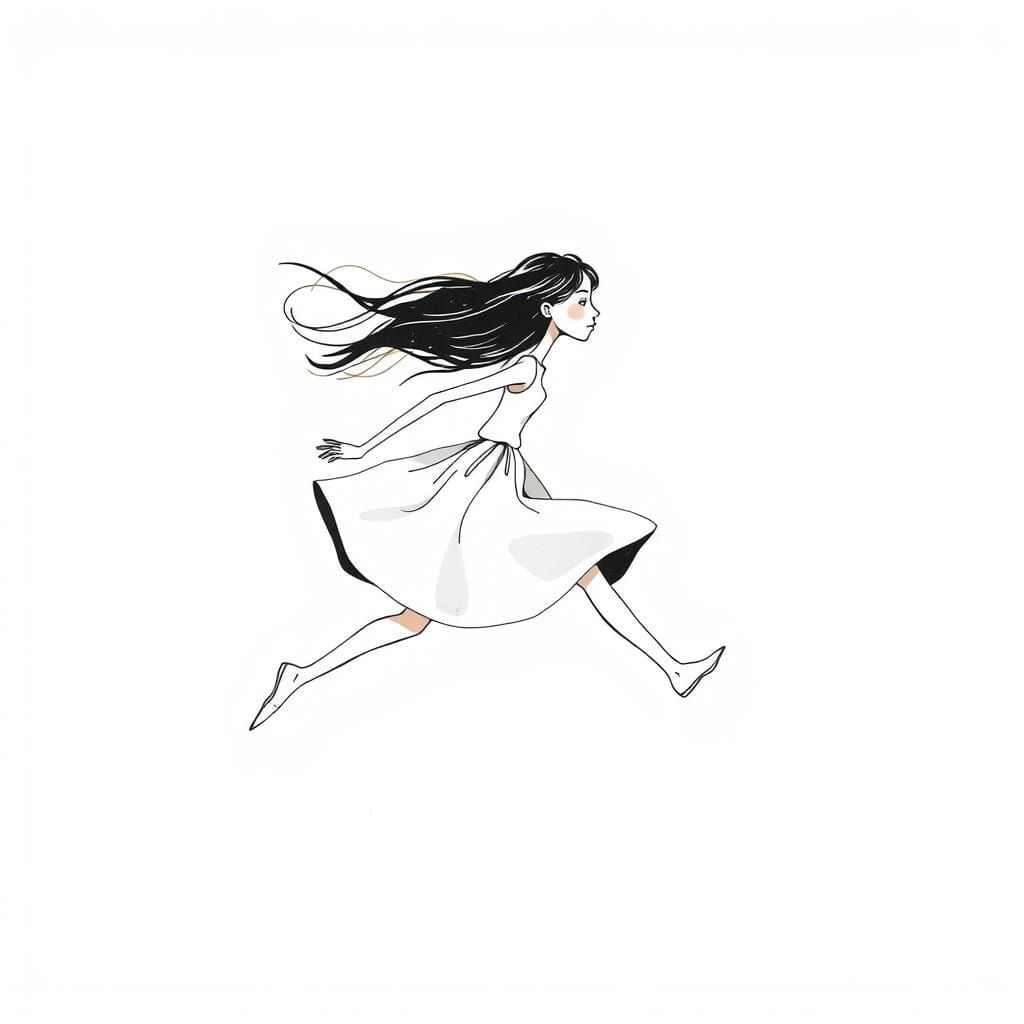 Ethereal Sprinter in Dreamy, Hand-Drawn Style