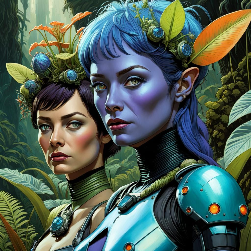 Goblin Scientists in Carnivorous Rainforest: Futuristic Port...