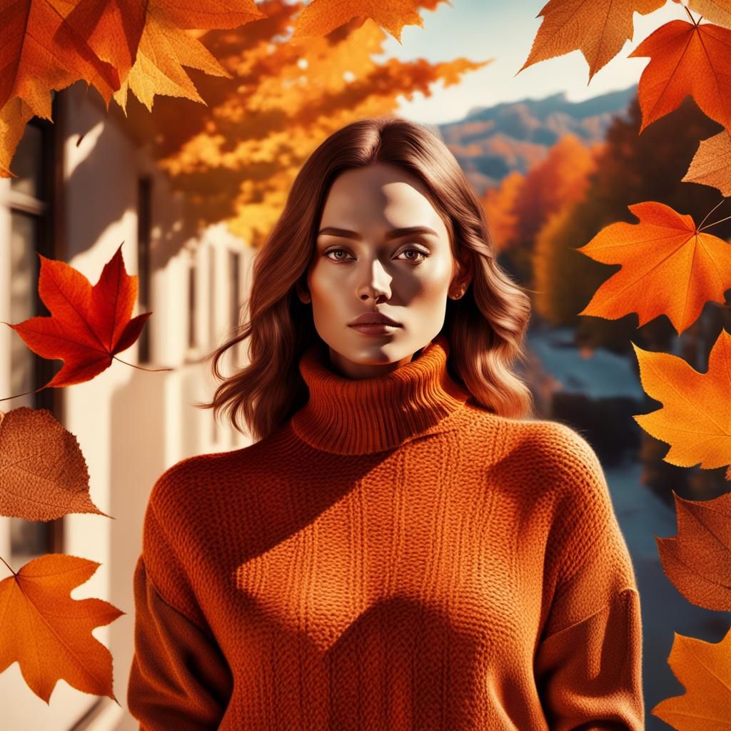 Autumn Woman in Paper Collage Art