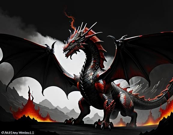 Fiery Dragon in Dynamic Fantasy Art Style